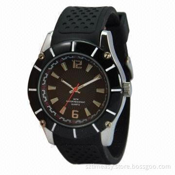 Mental case watch with silicone strap, in various colors, fashion appearance and nice texture